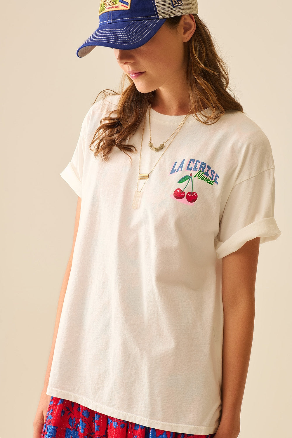 made in italy T-shirt blanc avec graphisme La Cerise Market Saint-Tropez