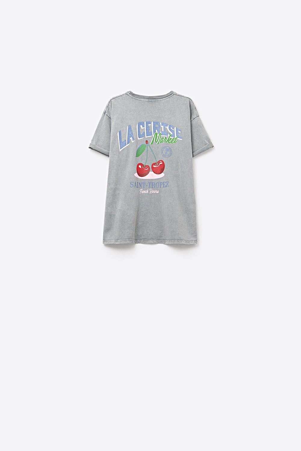 made in italy T-shirt gris avec graphisme La Cerise Market Saint-Tropez