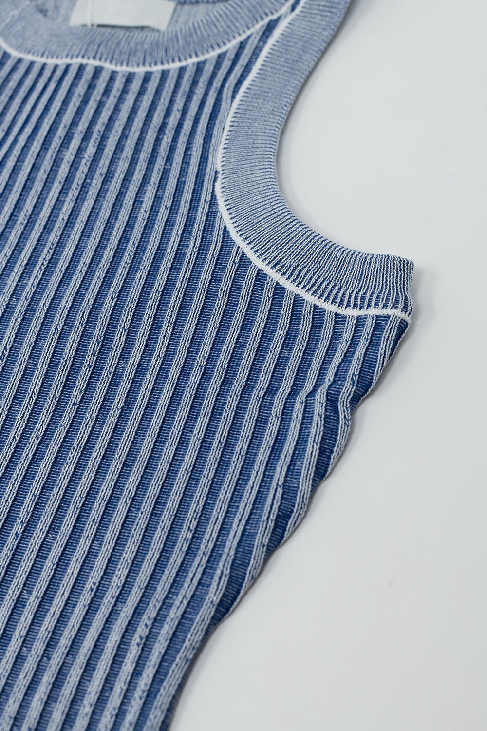 Maxi Sleeveless Bodycon Ribbed Dress in blue