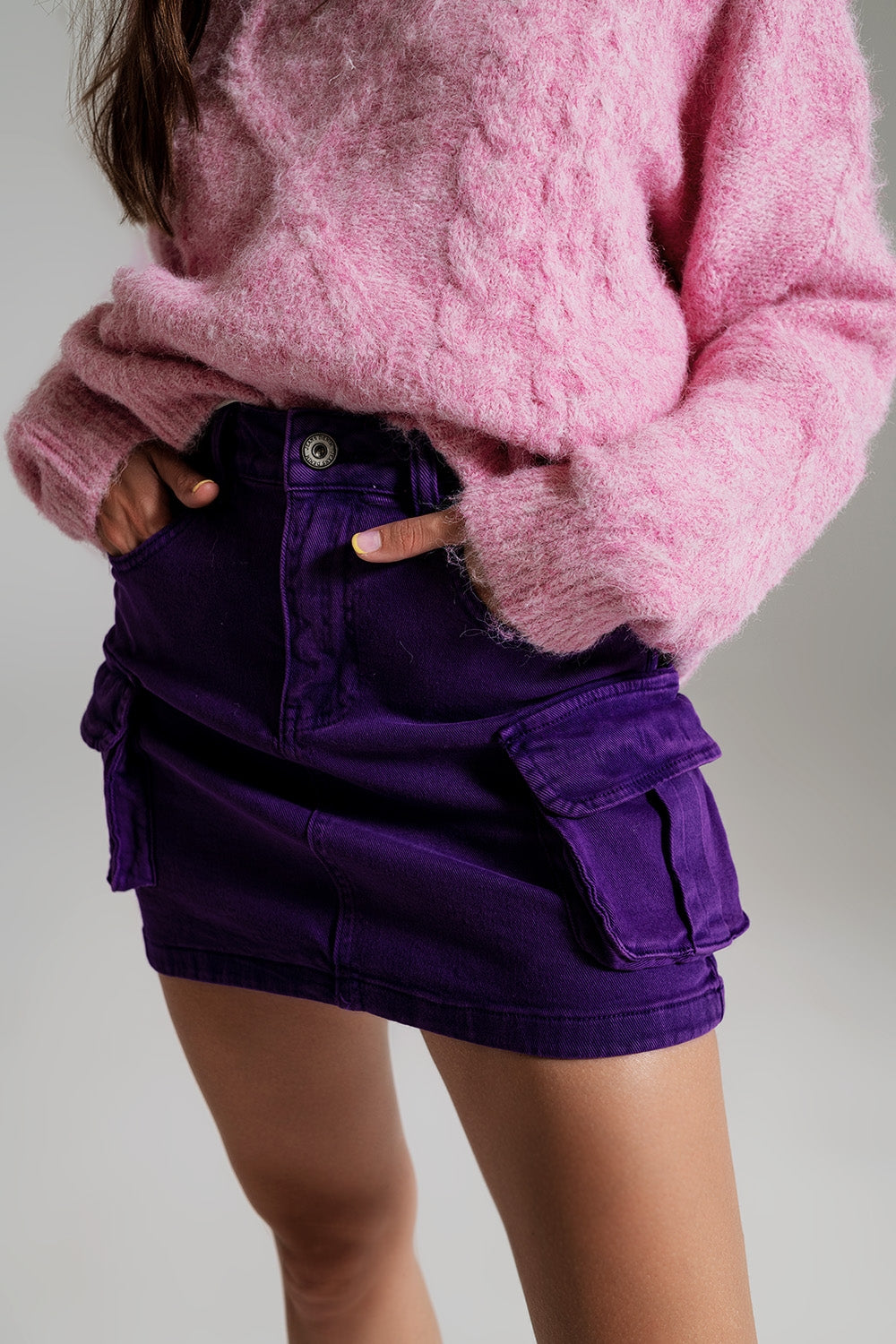 Mini-jupe cargo violette