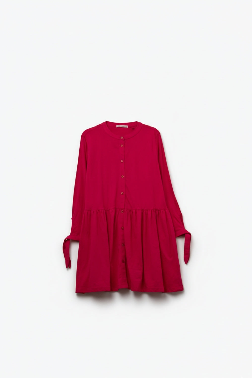 Q2 Mini robe rose à boutons et manches longues