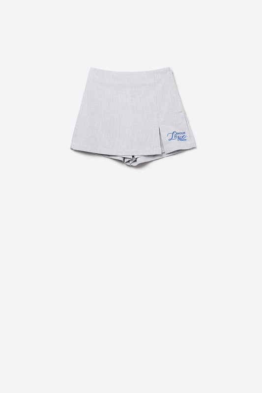 Q2 Mini-short bleu avec fente latérale et logo Love Amour Passion brodé