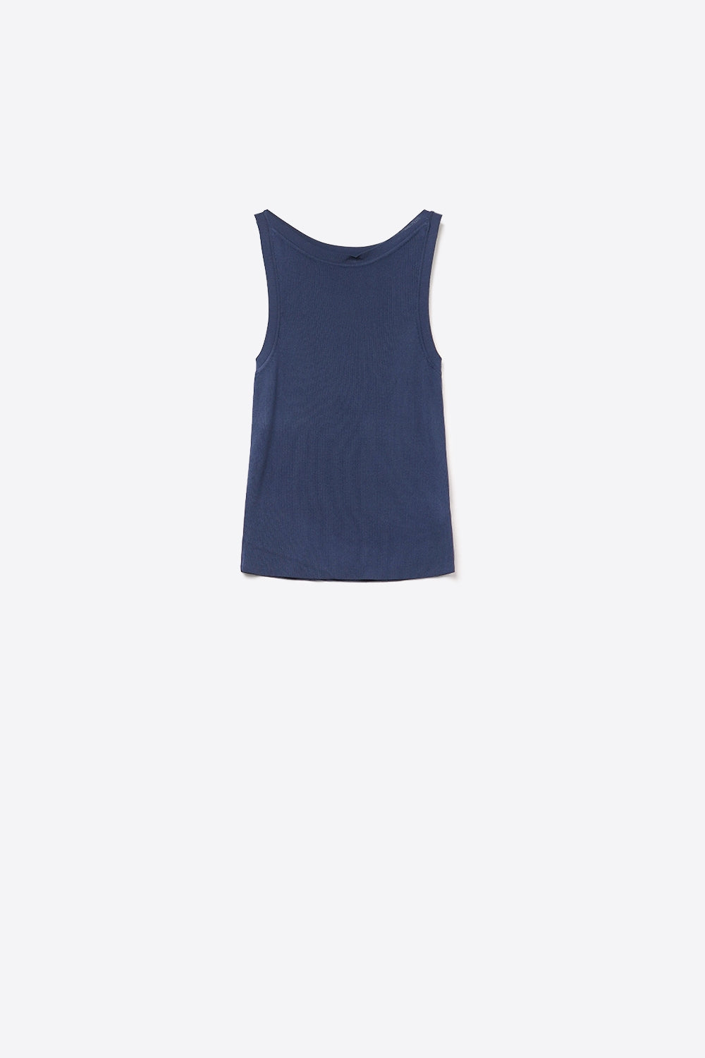 Q2 Navy - Top sans manches en maille fine côtelée