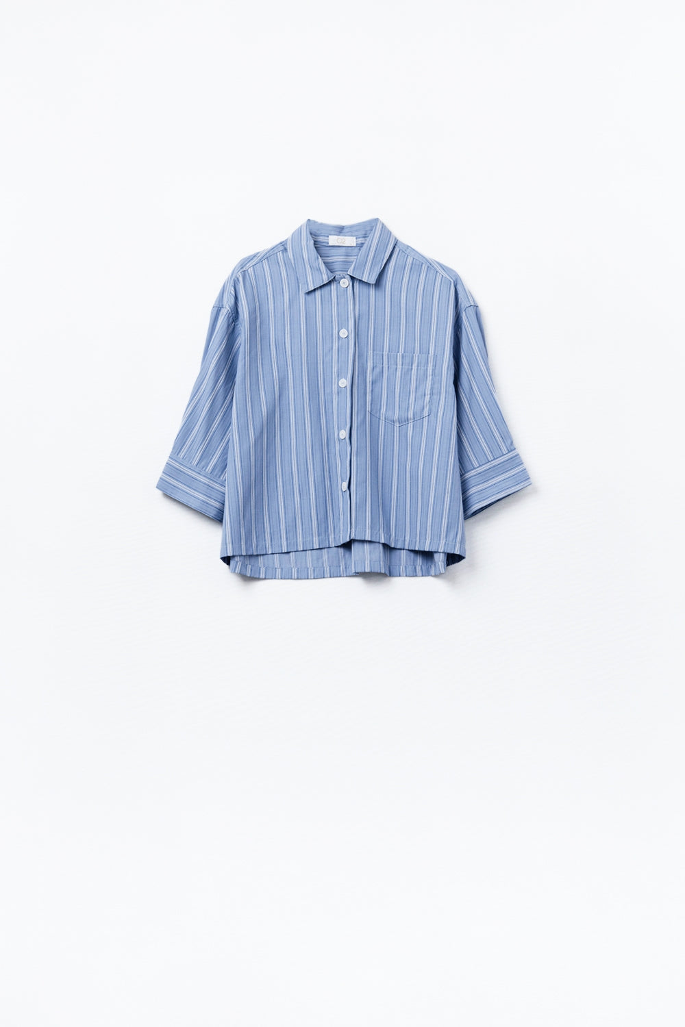 oversized Cropped Striped Shirt in Blue