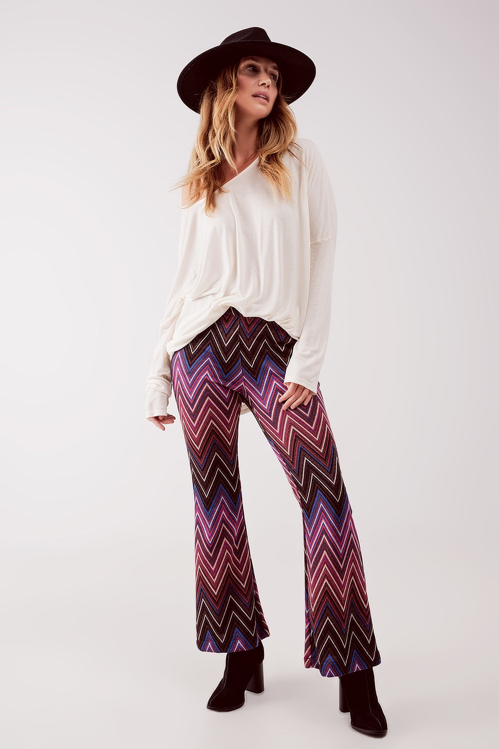 Pantalon à imprimé géo fuchsia