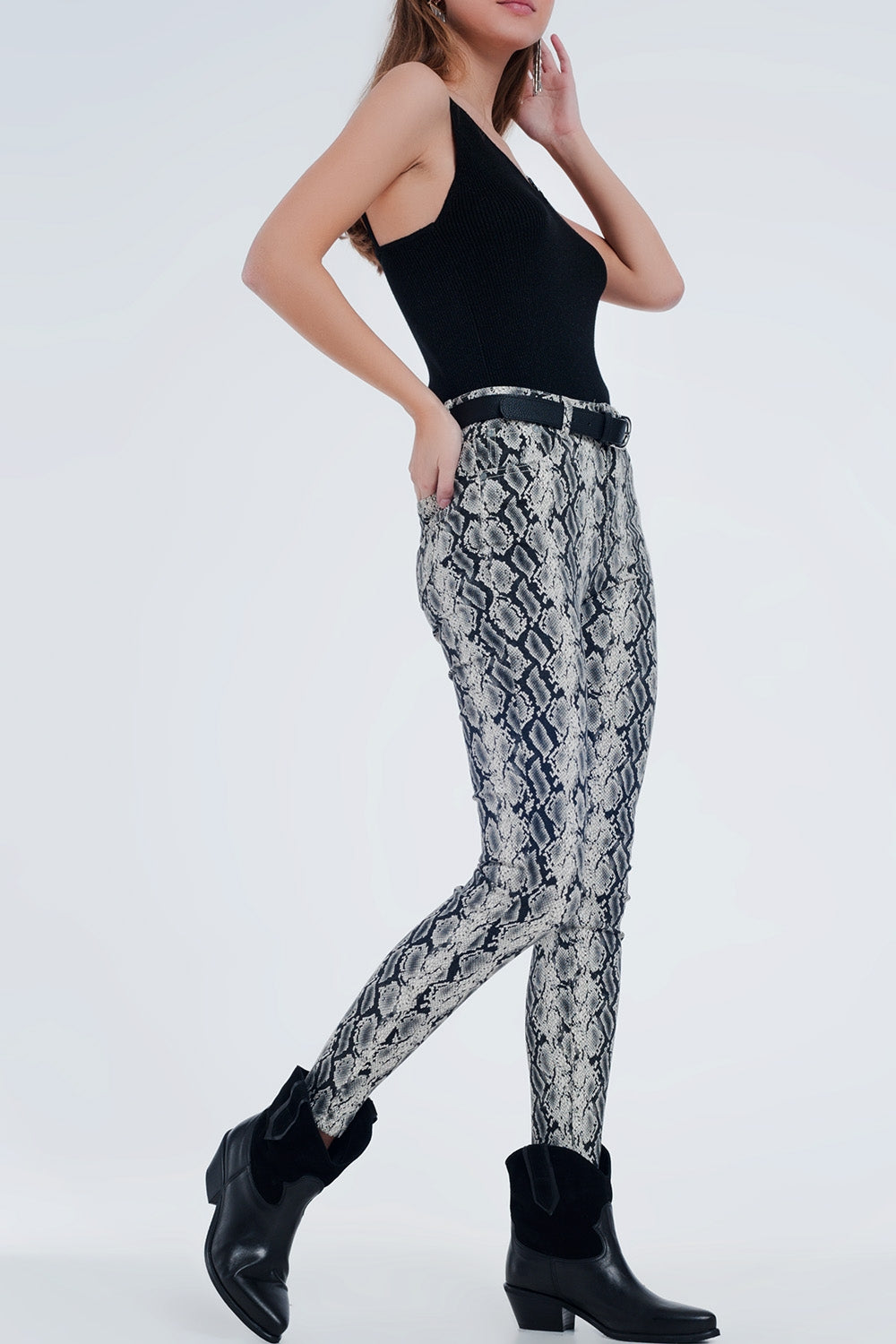 Pantalon à imprimé serpent