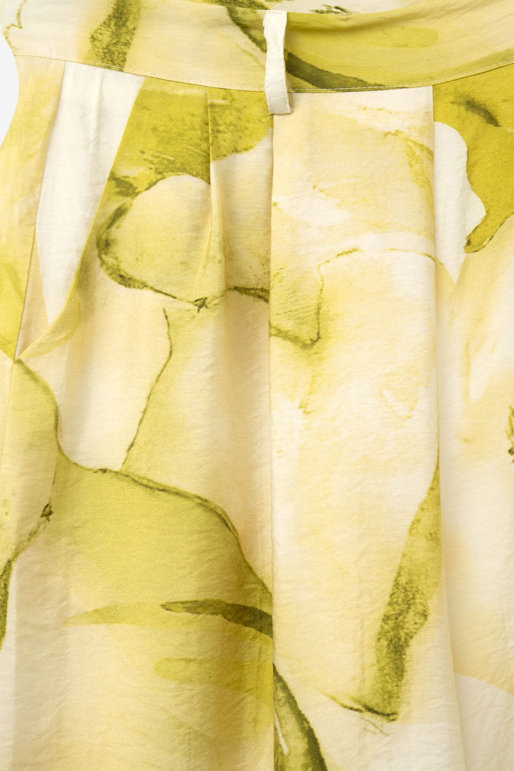 Pantalon à jambes larges avec imprimé aquarelle jaune