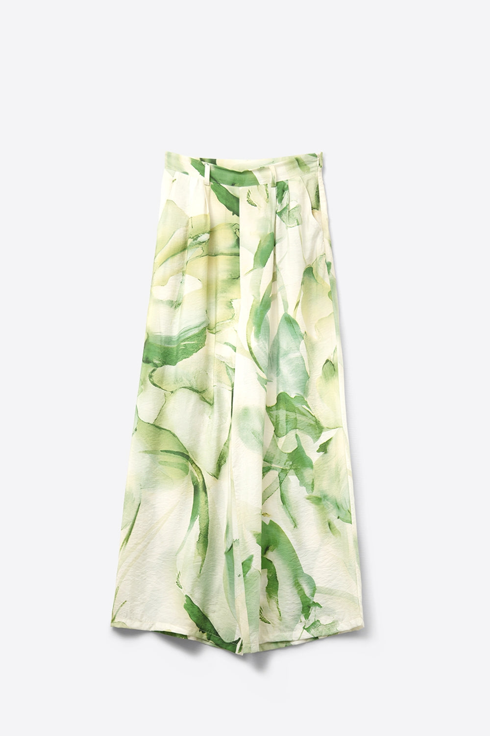 Pantalon à jambes larges avec imprimé aquarelle vert
