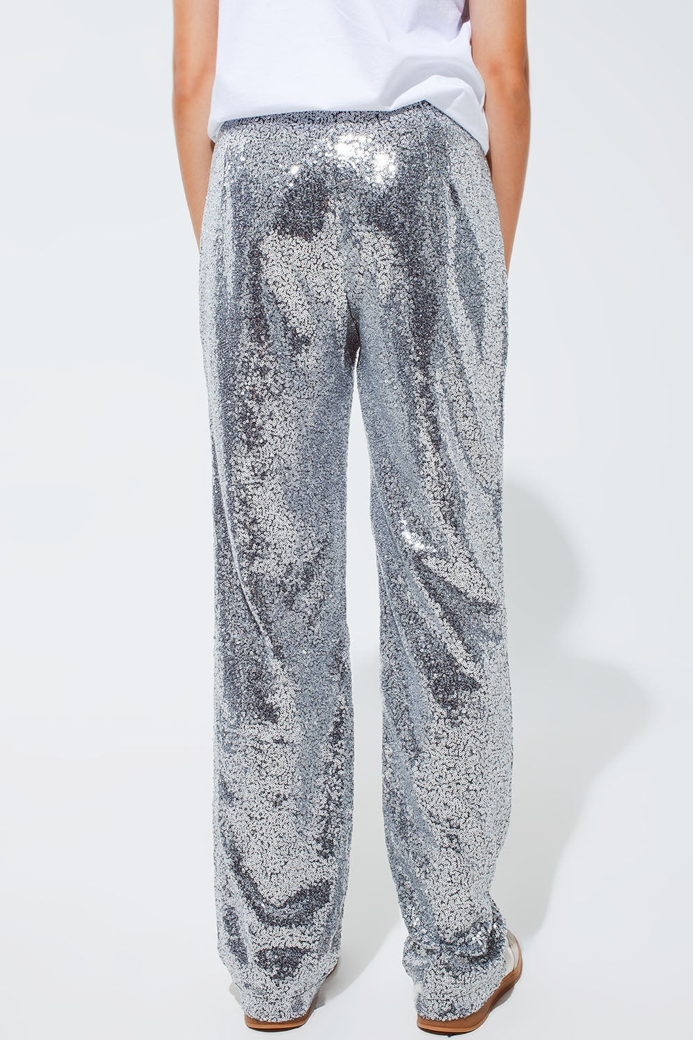Pantalon à paillettes argentées