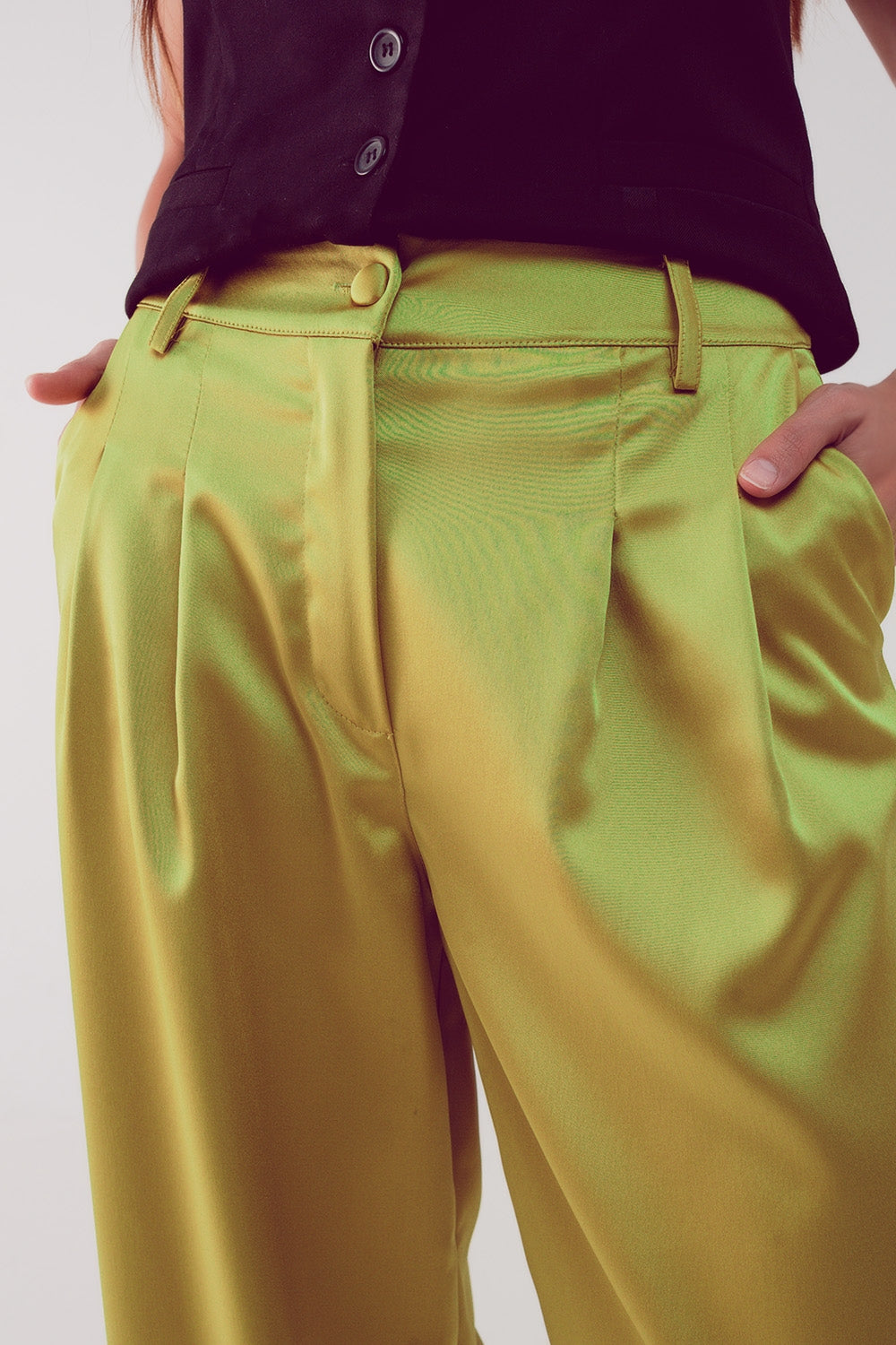 Pantalon à pinces citron vert