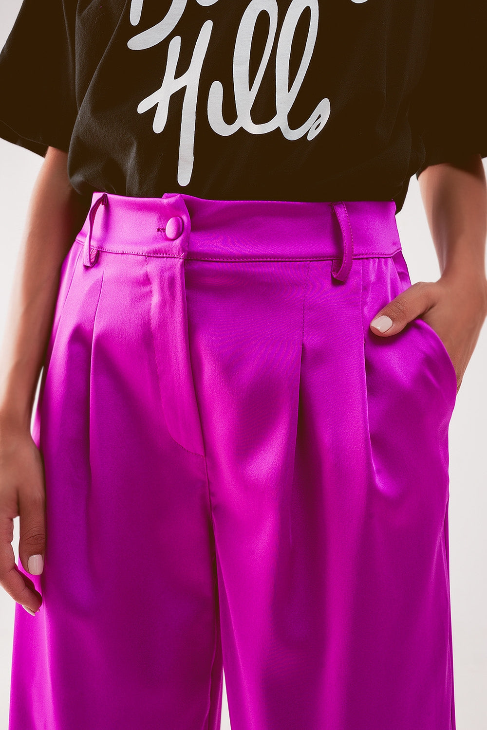 Pantalon à pinces fuchsia