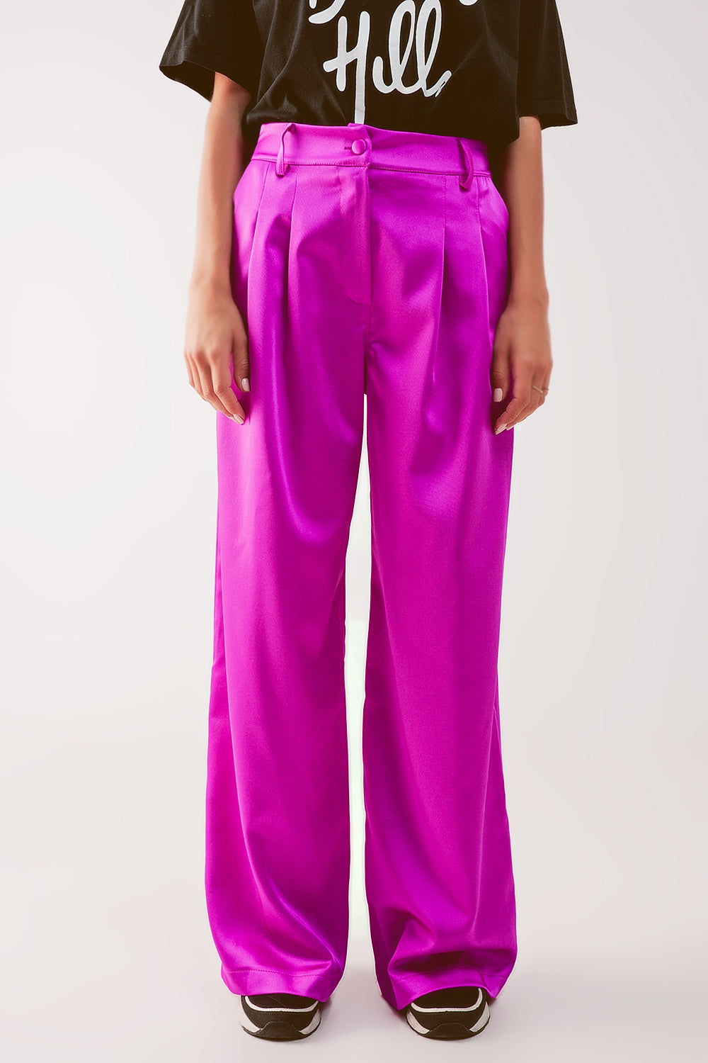 Pantalon à pinces fuchsia