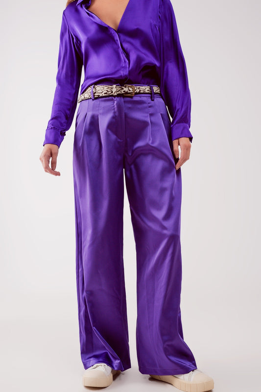 Q2 Pantalon à pinces pourpre