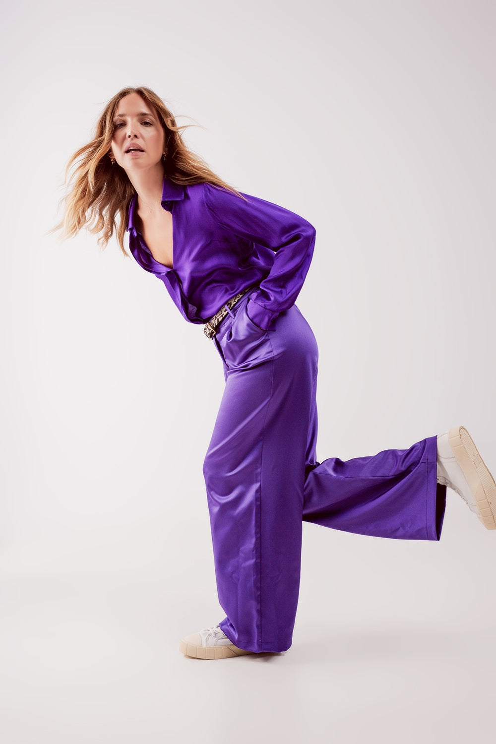 Pantalon à pinces pourpre