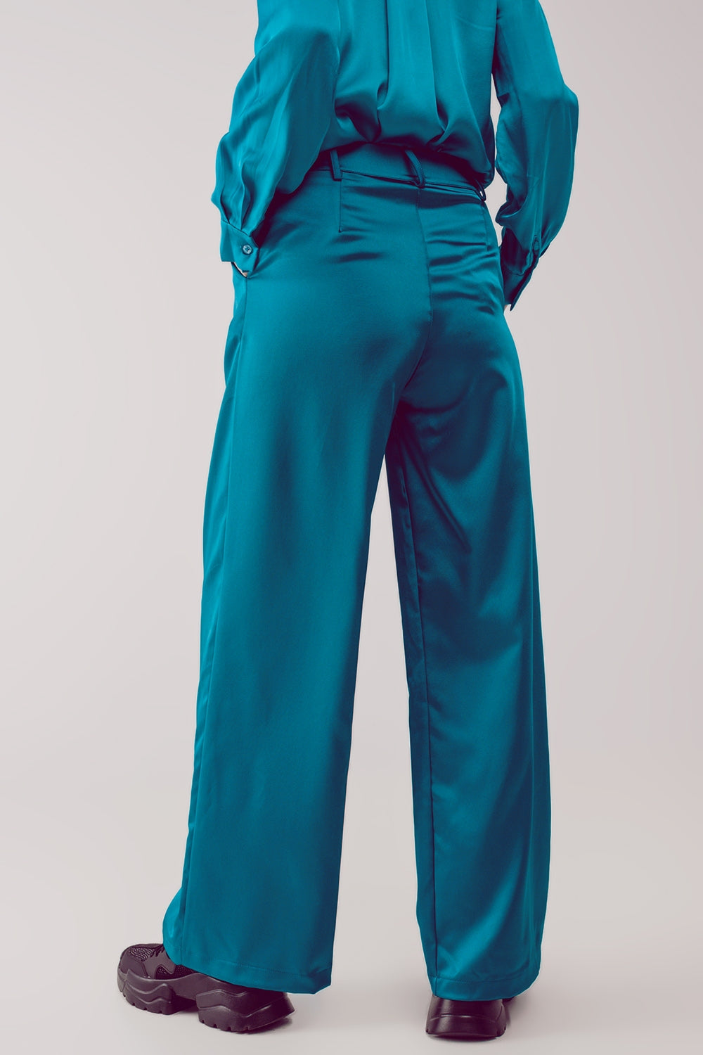 Pantalon à pinces turquoise