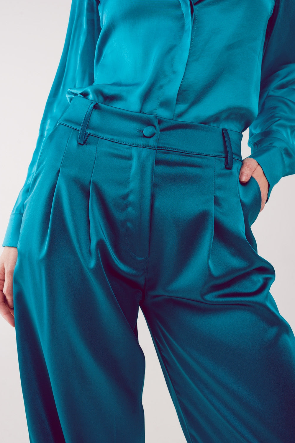 Pantalon à pinces turquoise