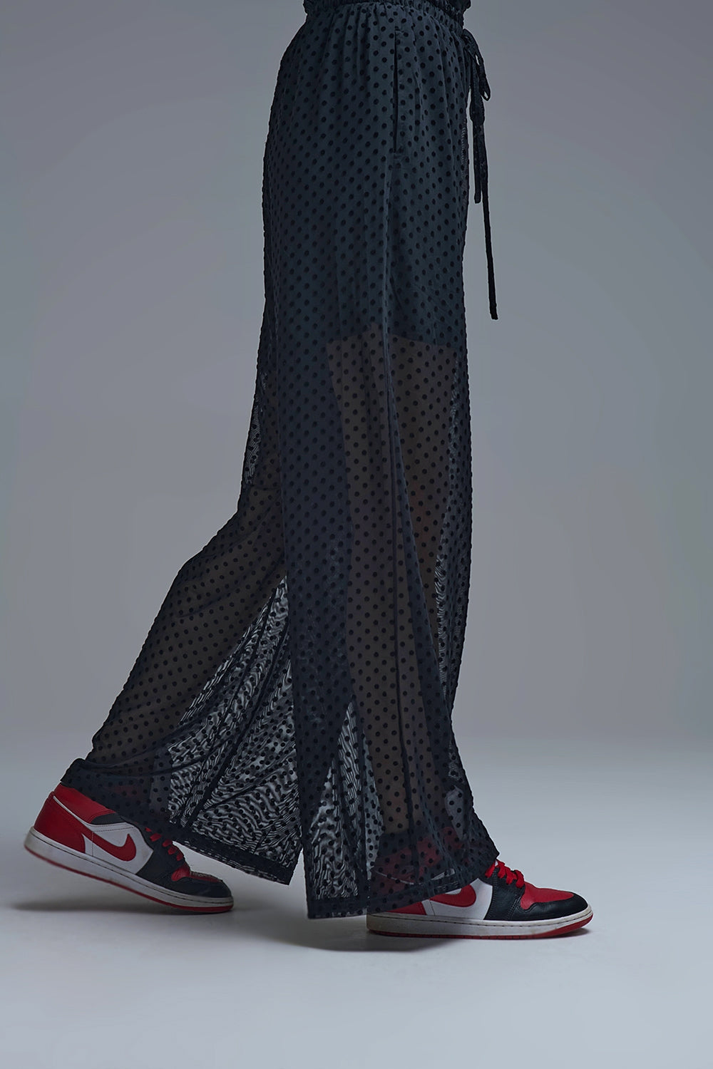 Pantalon à pois noir transparent Chic