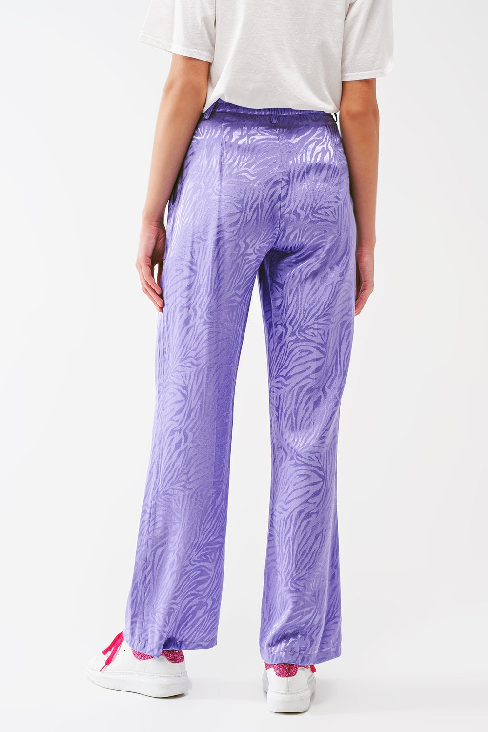 Pantalon ample imprimé zèbre en violet