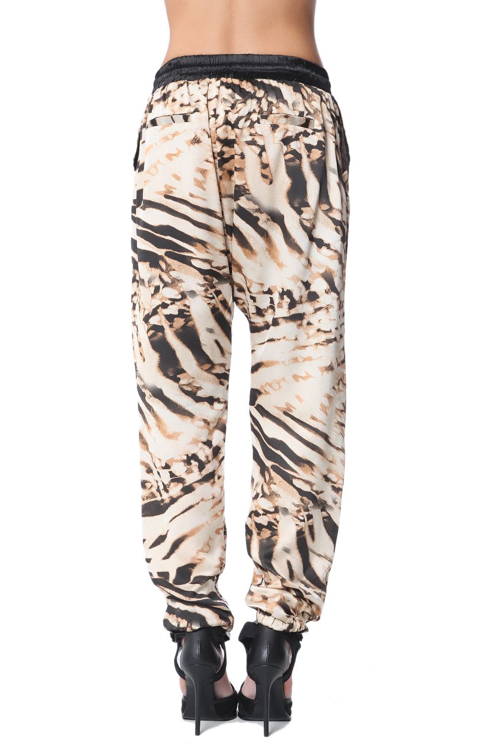 Pantalon baggy  à imprimé animal brun