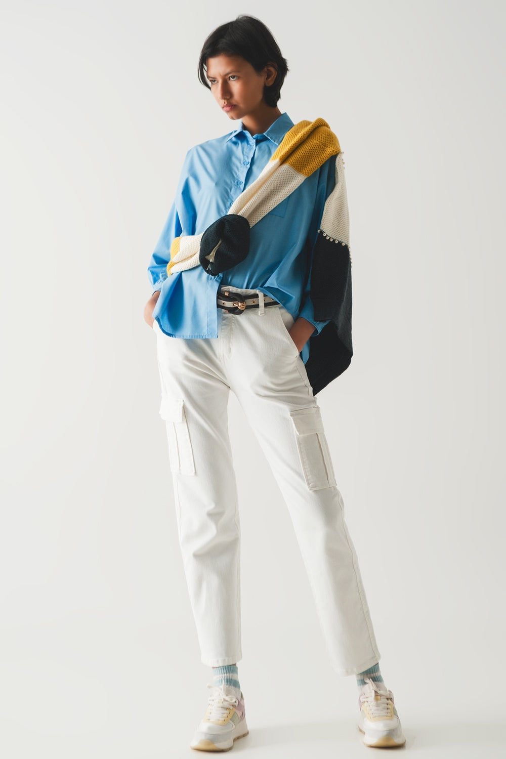 Pantalon cargo décontracté blanc