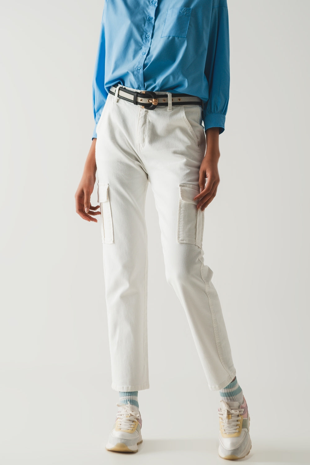 Pantalon cargo décontracté blanc