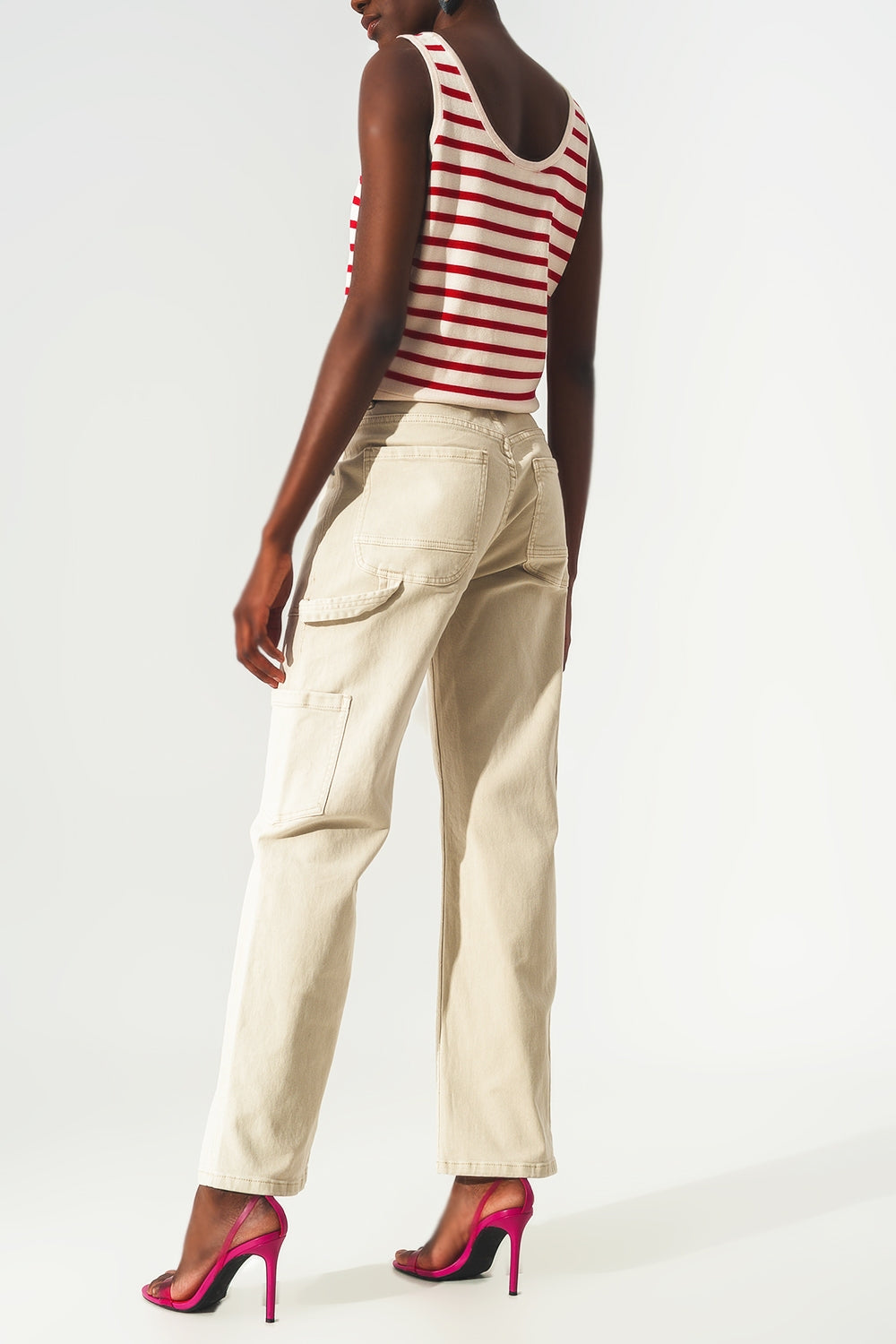 Pantalon cargo en beige