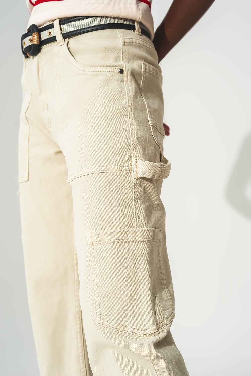 Pantalon cargo en beige