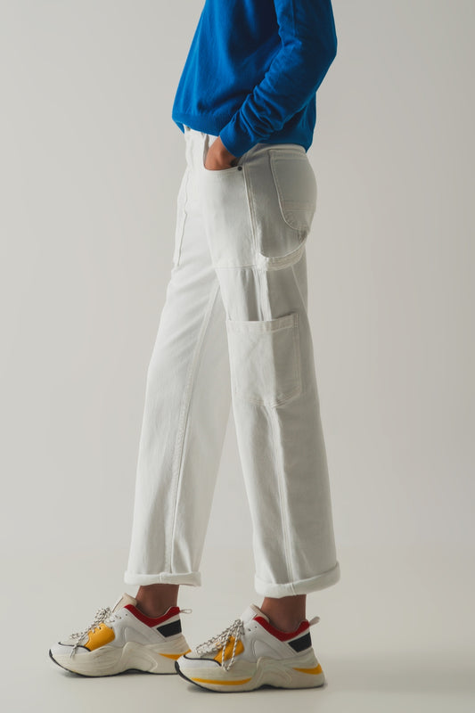 Q2 Pantalon cargo en blanc