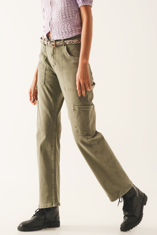 Q2 Pantalon cargo en kaki