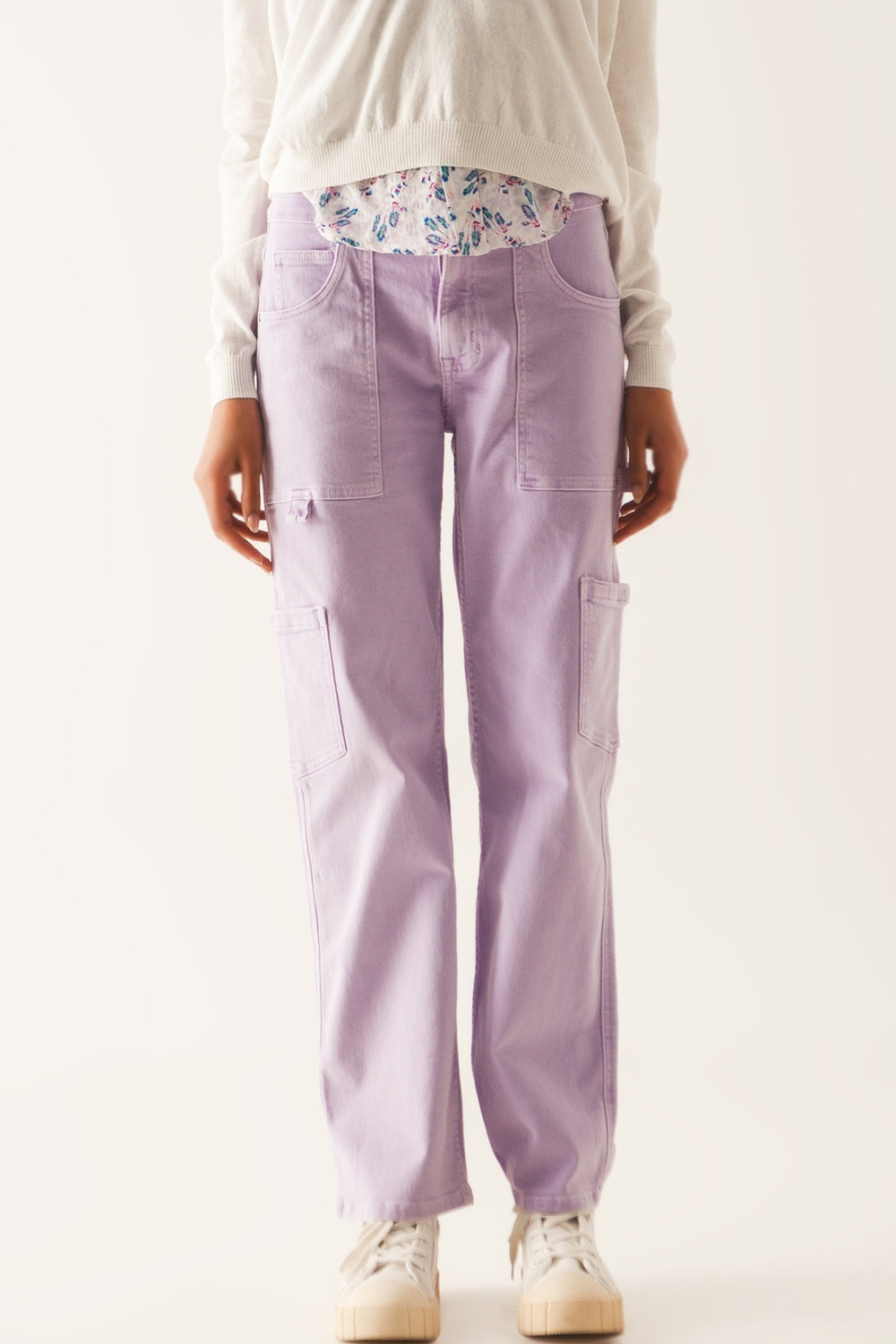 Pantalon cargo en violet