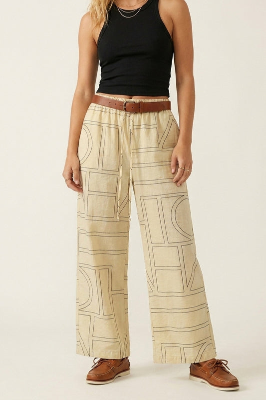 Q2 pantalon confort à large jambe beige