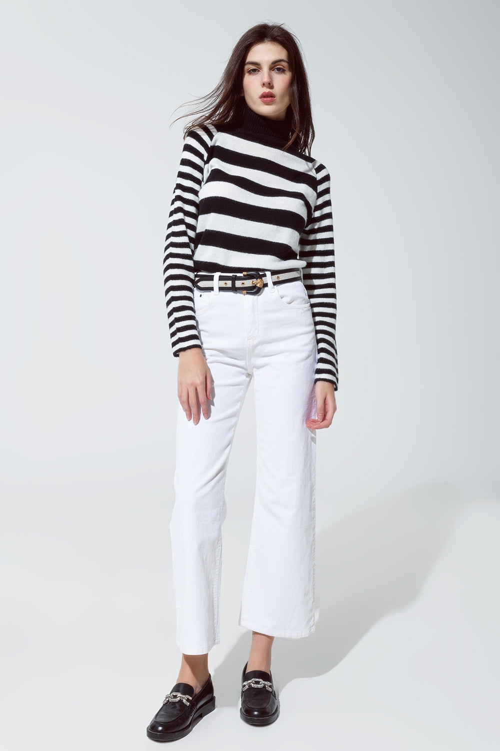 Pantalon court en velours côtelé blanc