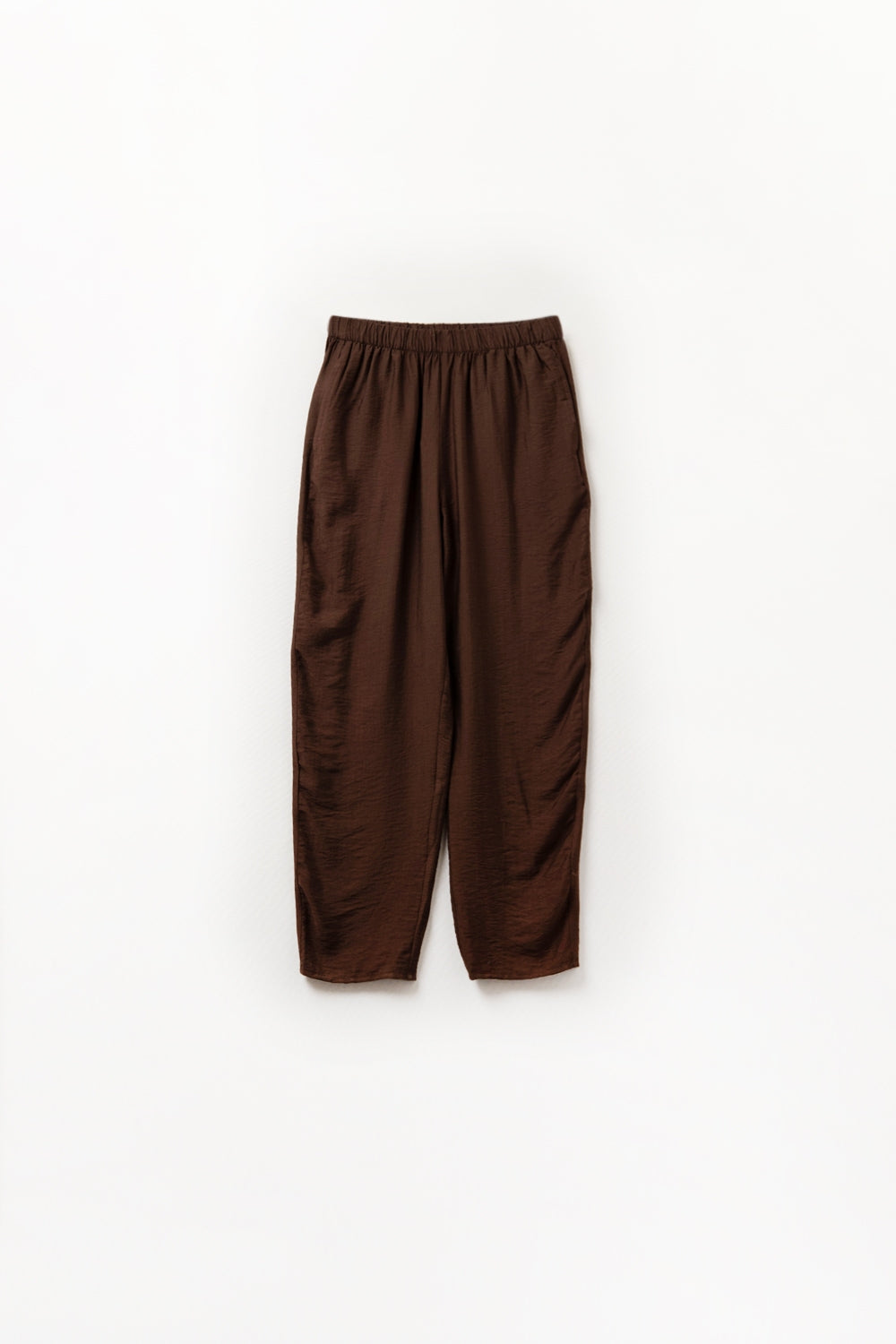 Pantalon d'été à taille élastique et poches en marron