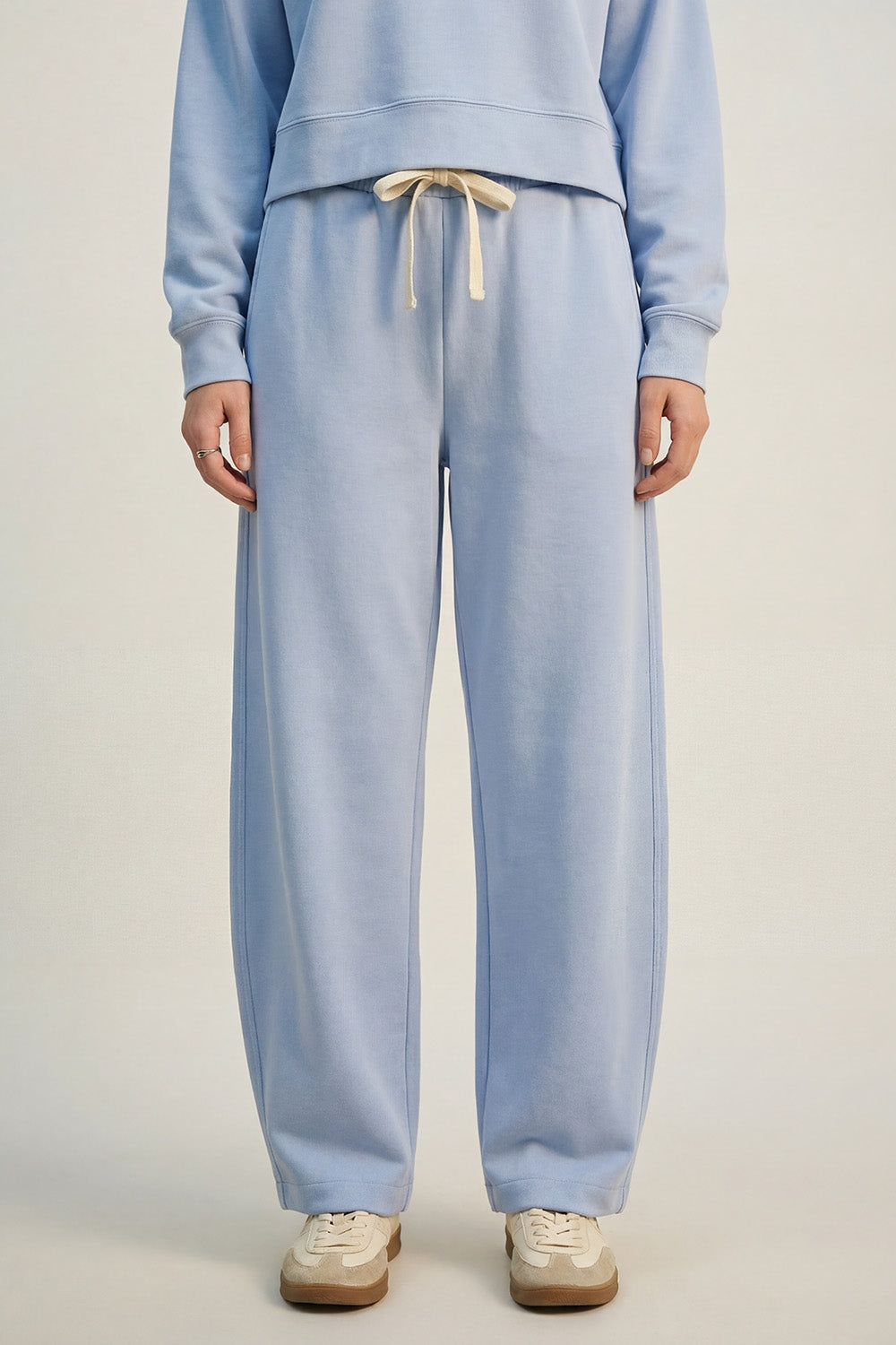 Q2 Pantalon de jogging en tricot super doux en bleu avec taille à cordon de serrage