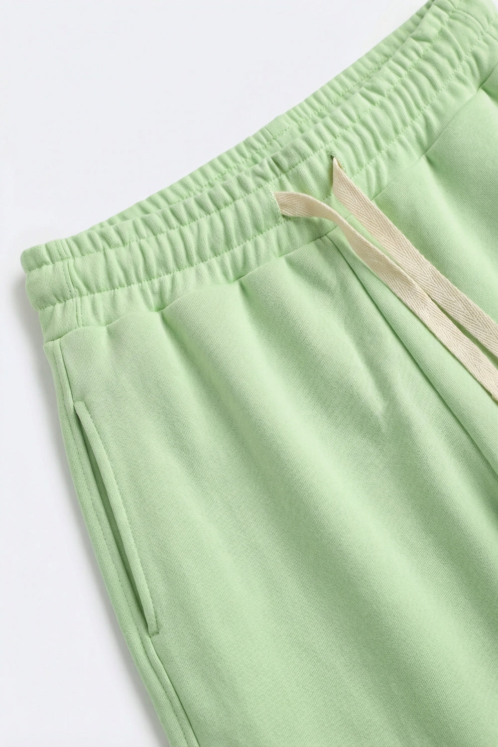 Pantalon de jogging en tricot super doux vert avec taille à cordon de serrage
