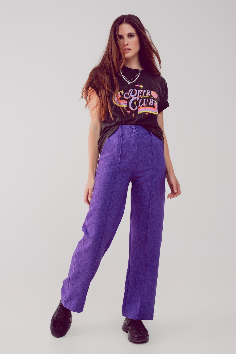 Pantalon droit ajusté pourpre