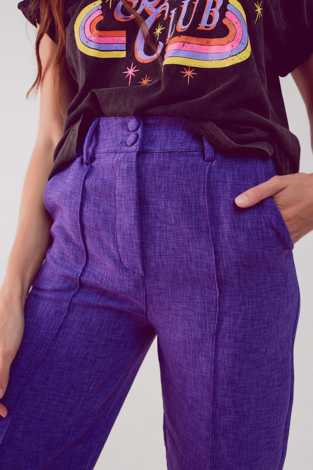 Pantalon droit ajusté pourpre