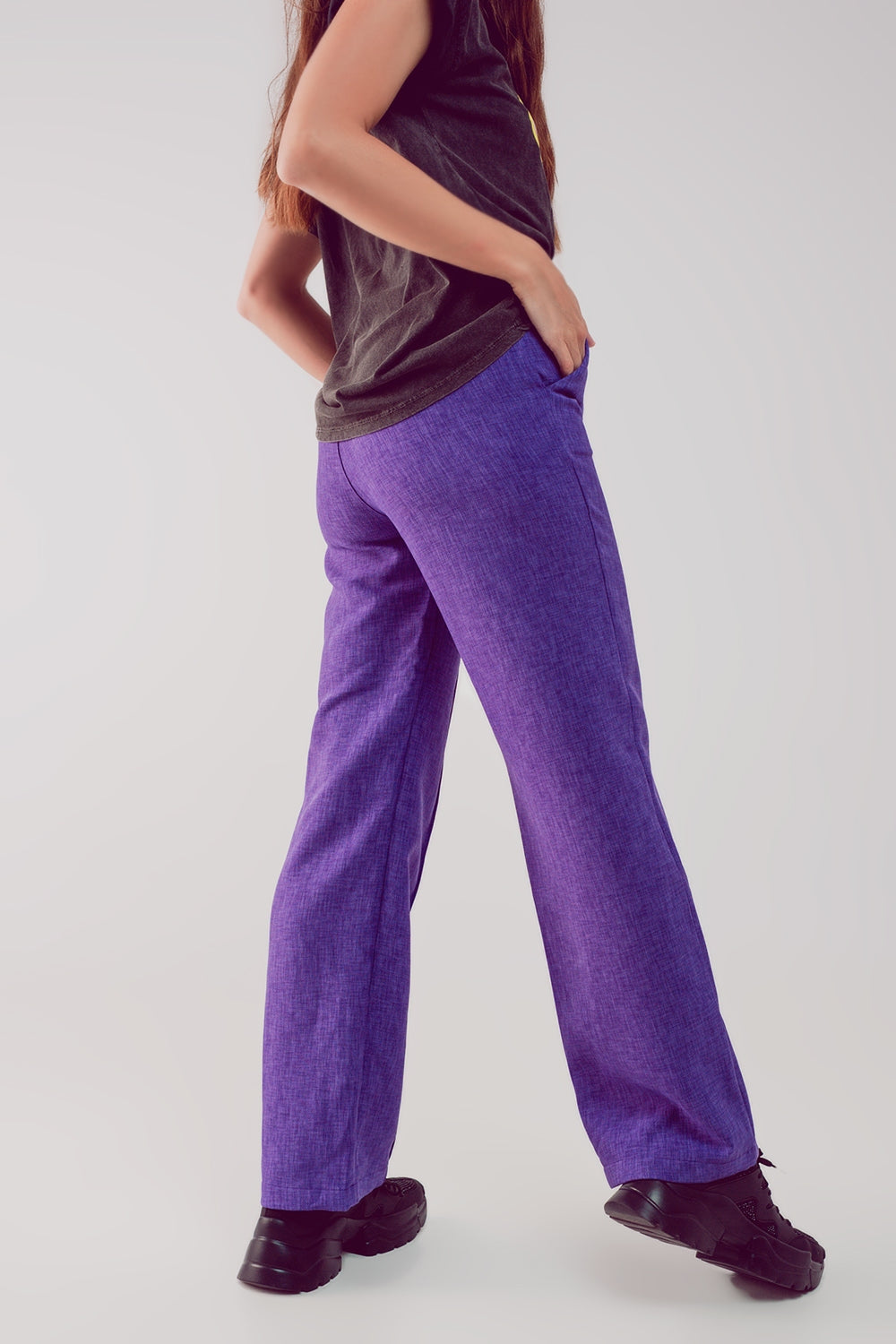 Pantalon droit ajusté pourpre