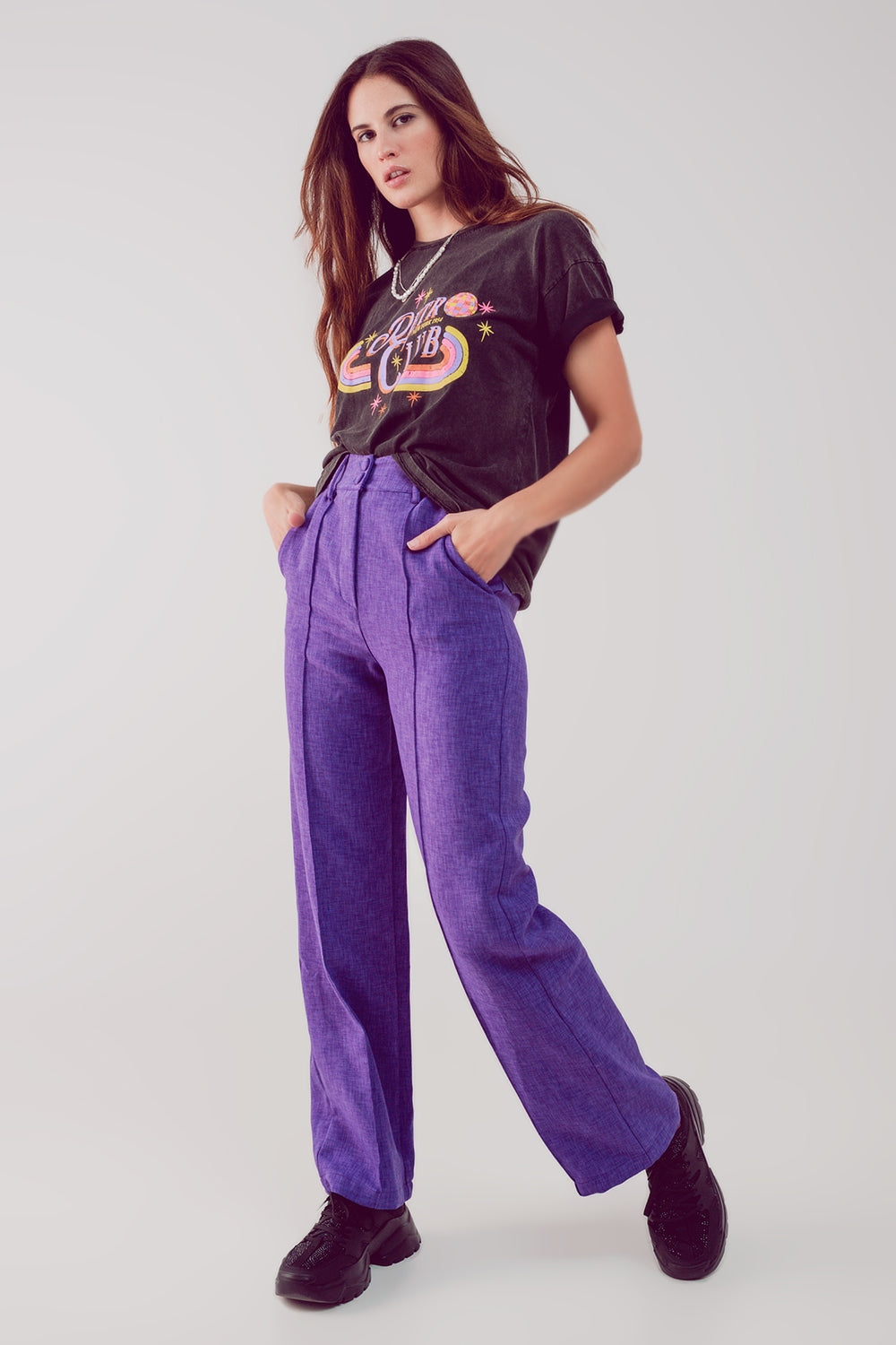 Pantalon droit ajusté pourpre