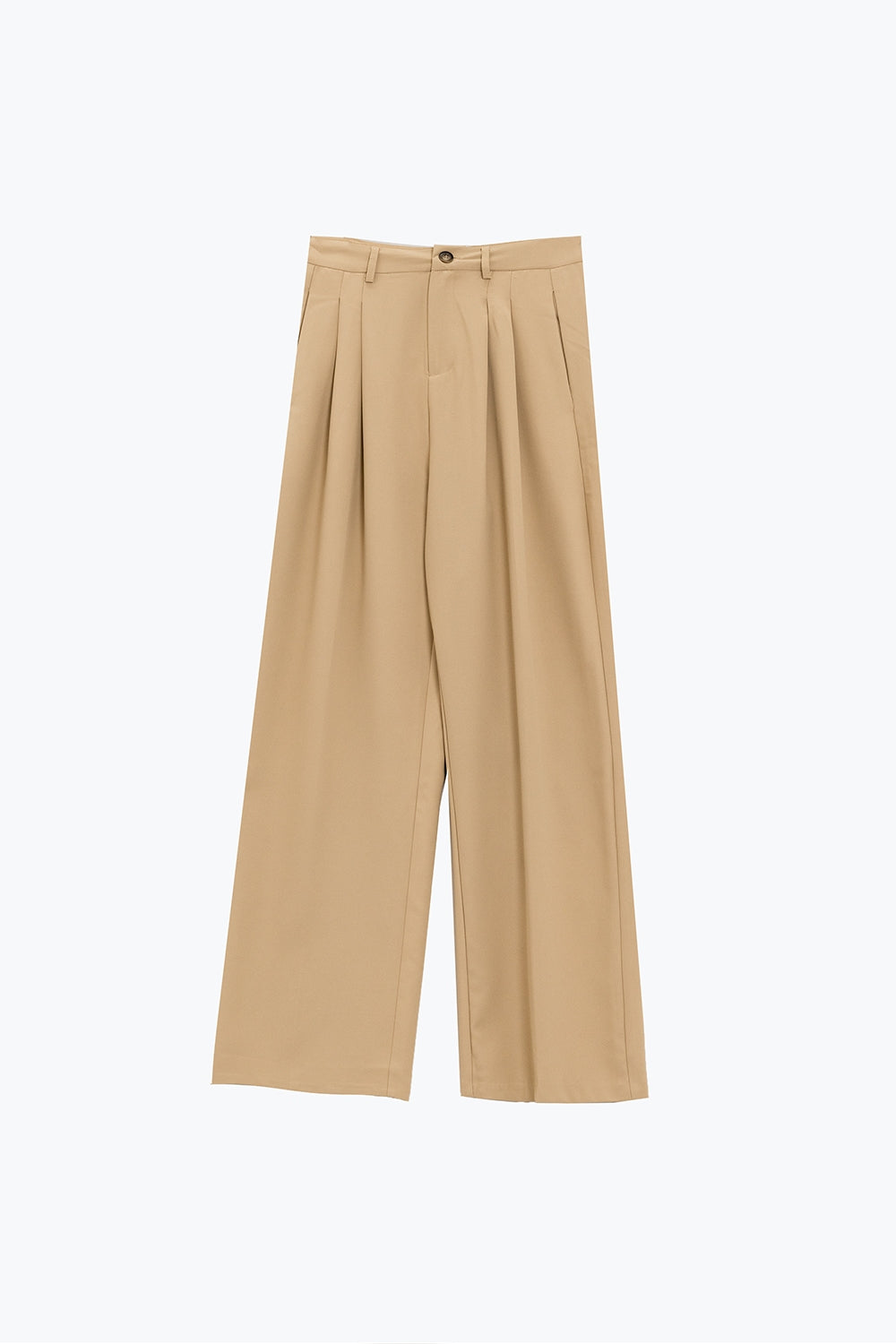 Pantalon droit avec poches latérales et pinces en Beige