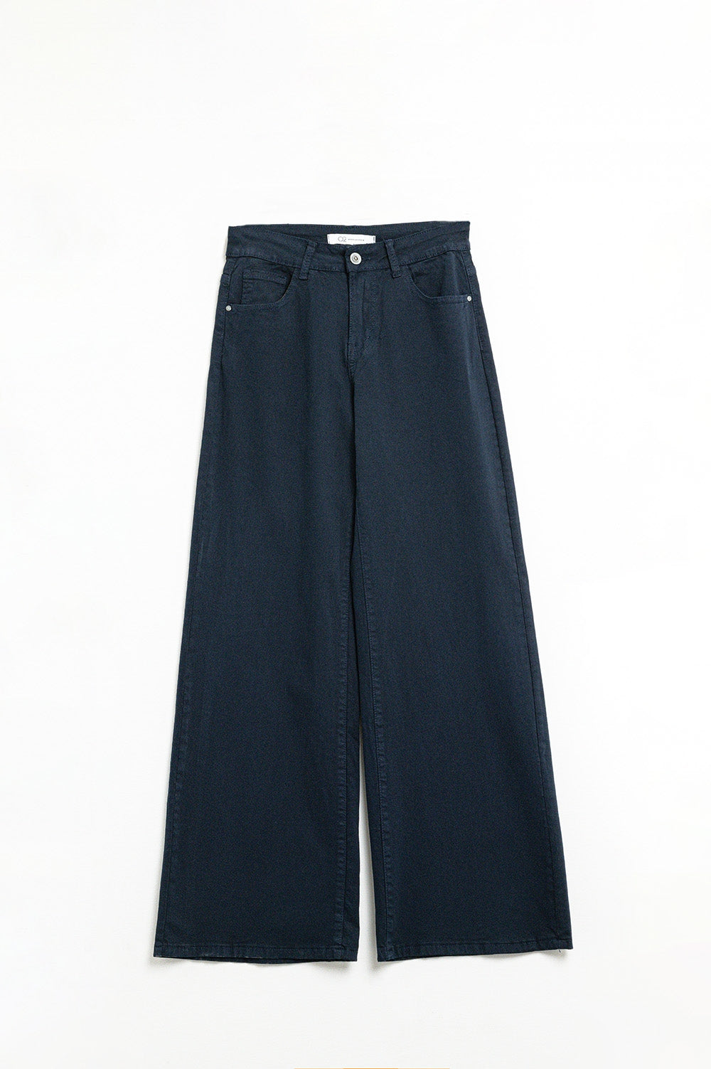 Q2 Pantalon droit bleu foncé à jambe large