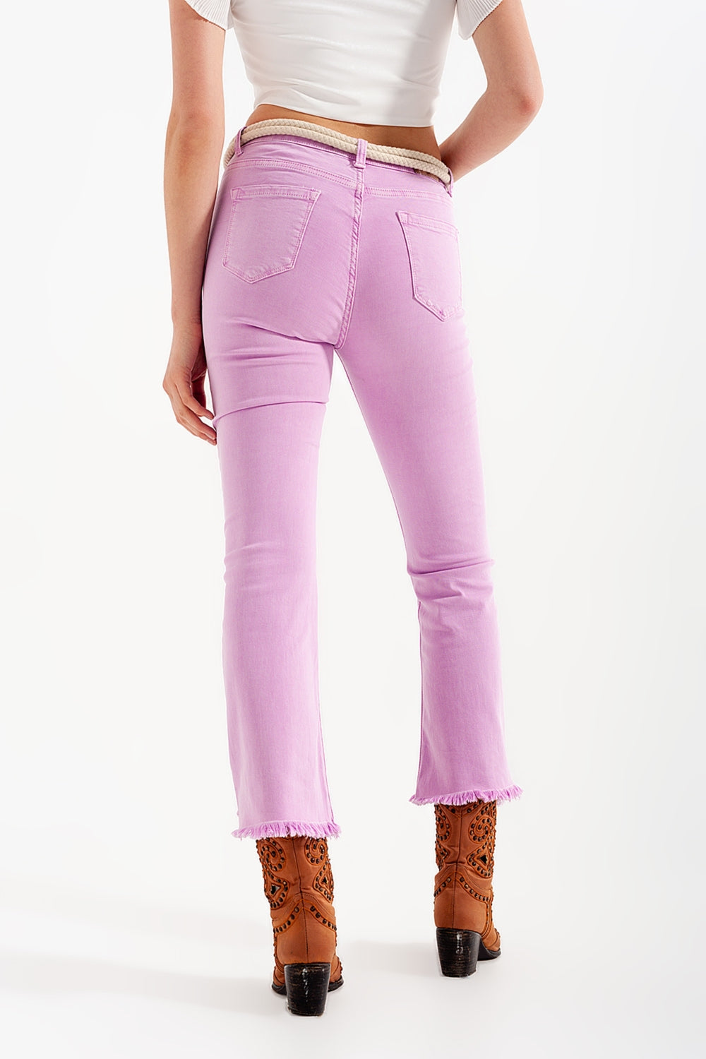Pantalon droit en rose à larges chevilles