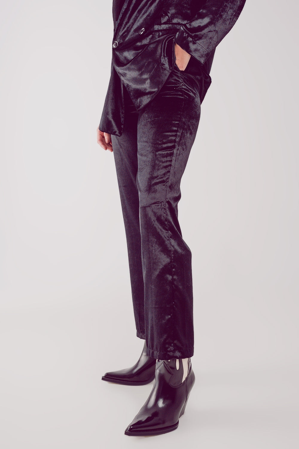 Pantalon droit en Velvet noir