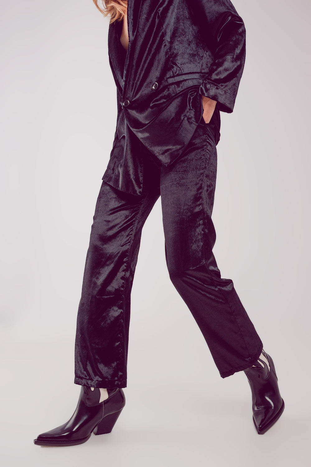 Q2 Pantalon droit en Velvet noir