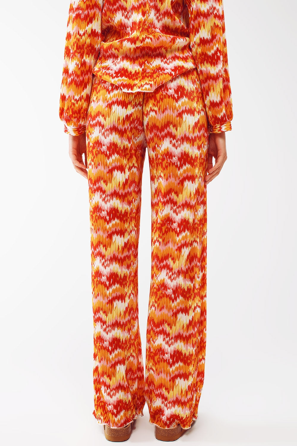 Pantalon droit texturé à motif abstrait