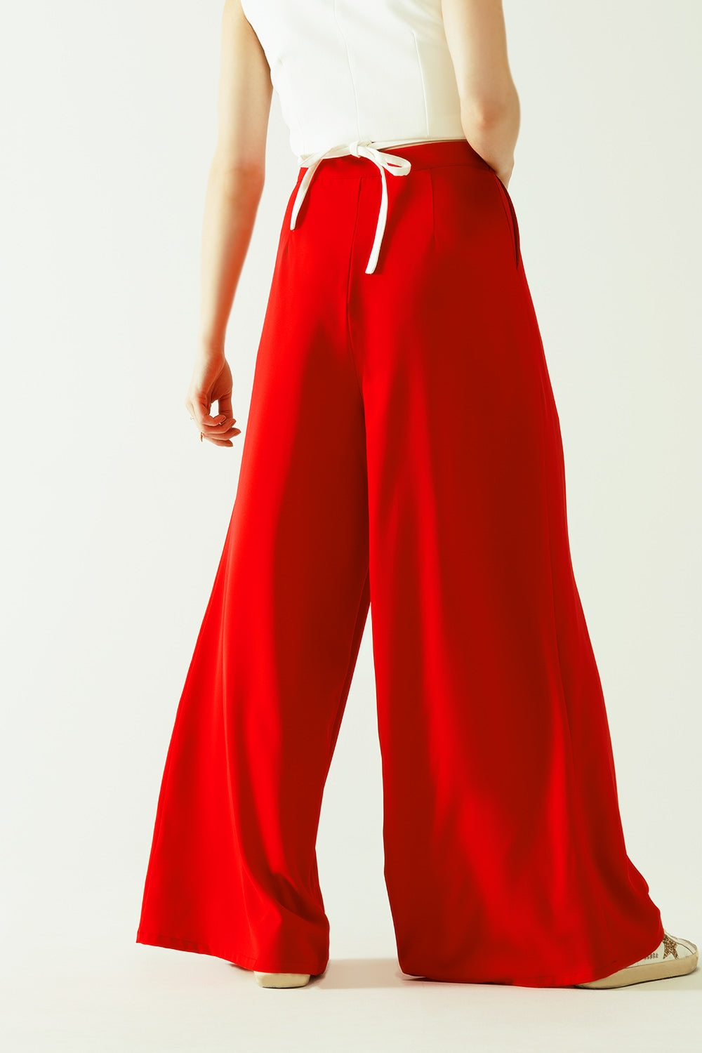 Pantalon évasé basique rouge