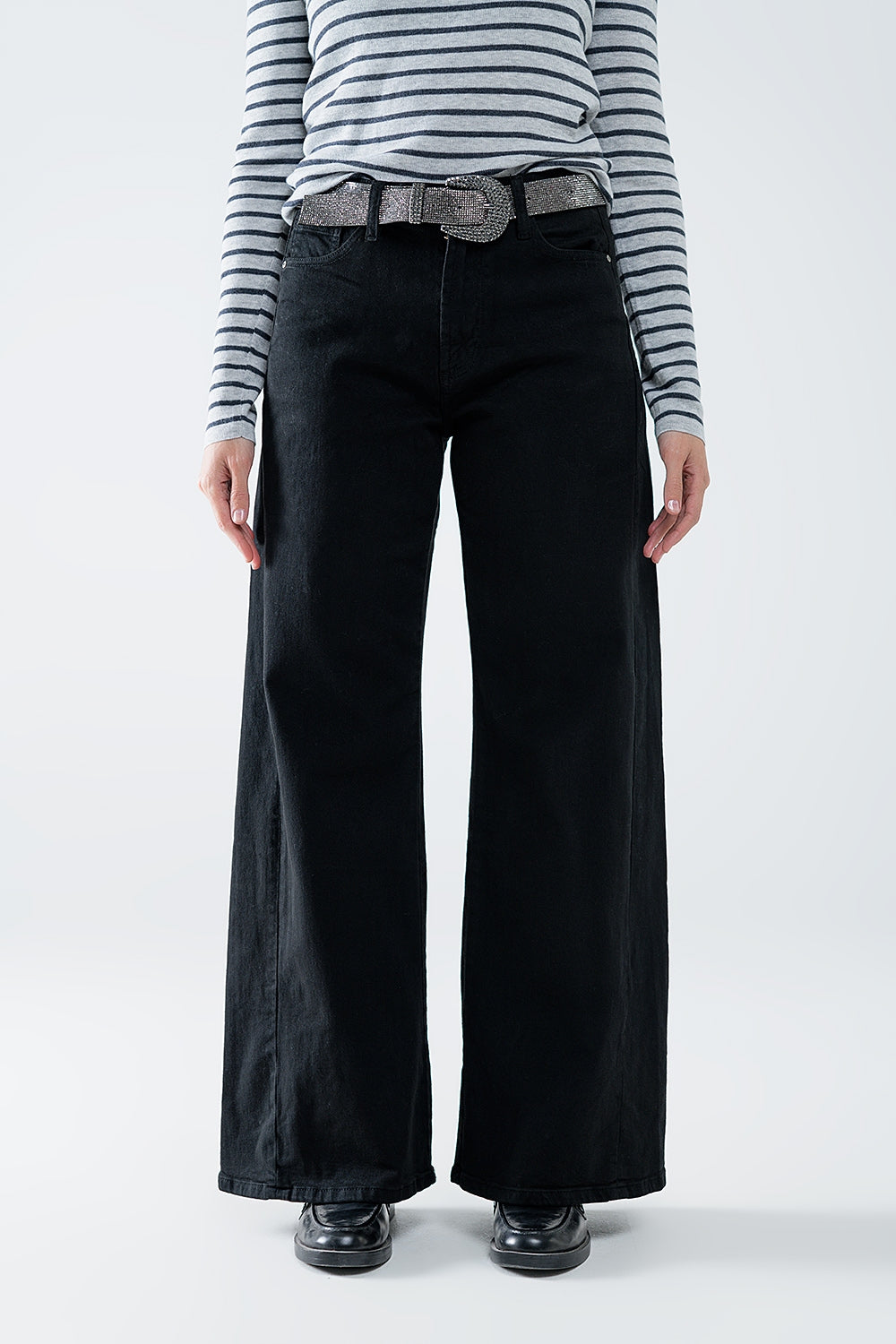 Q2 Pantalon extra-large en noir