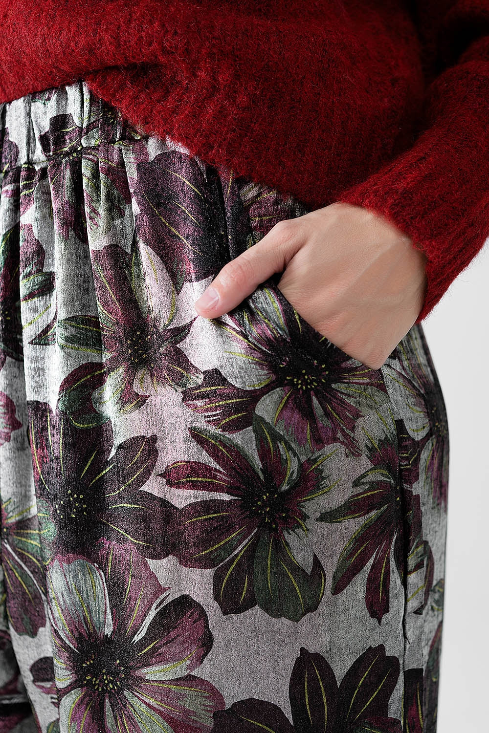 pantalon large à imprimé floral