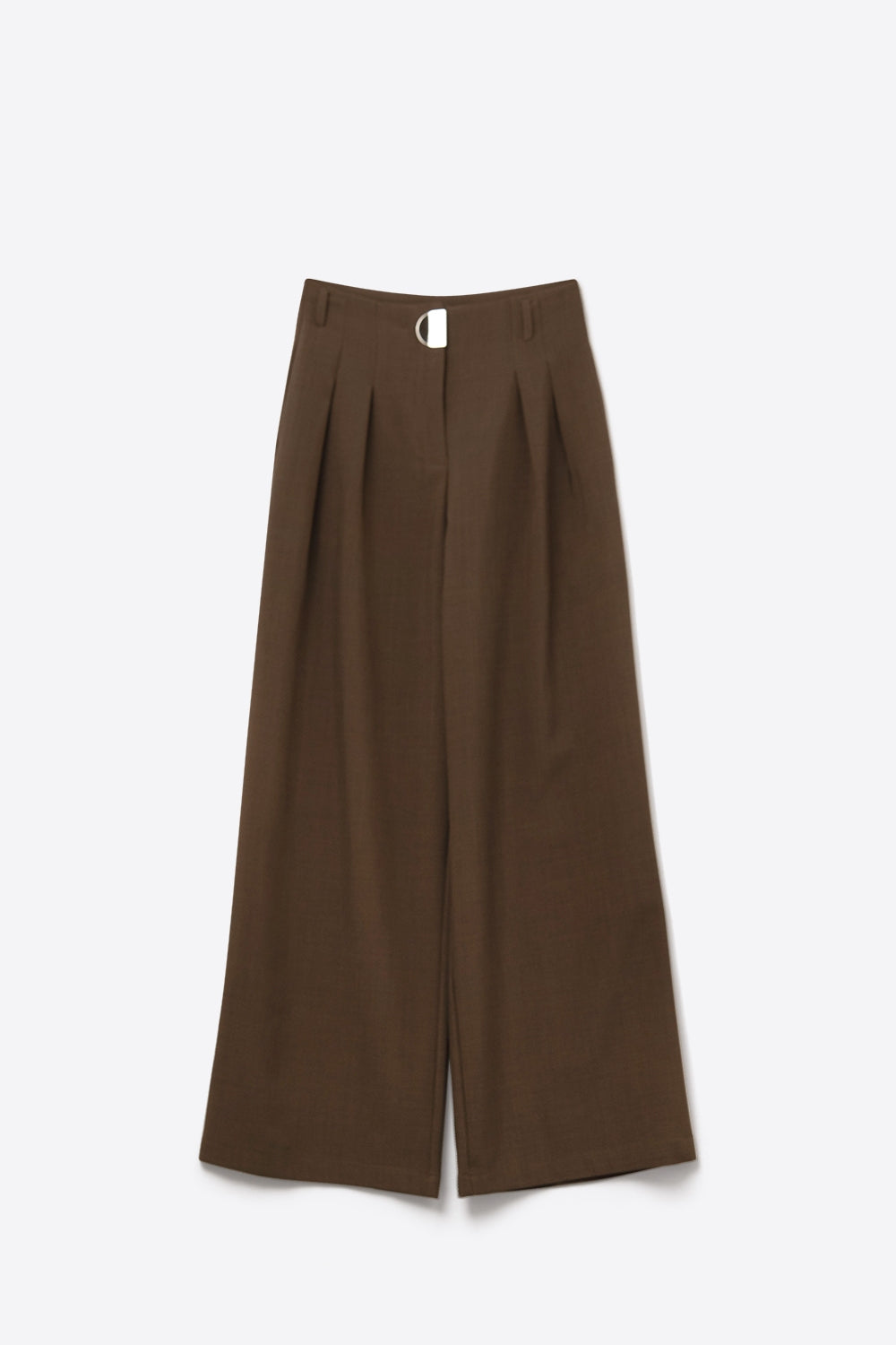 Pantalon large ˆ plis camel avec boucle métallique