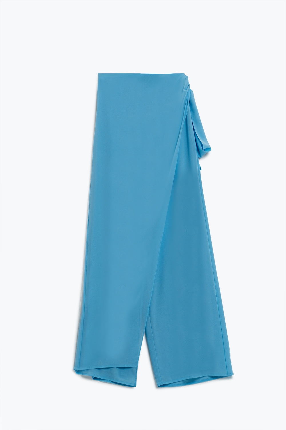 Pantalon large bleu clair Jupe superposée nouée sur le côté
